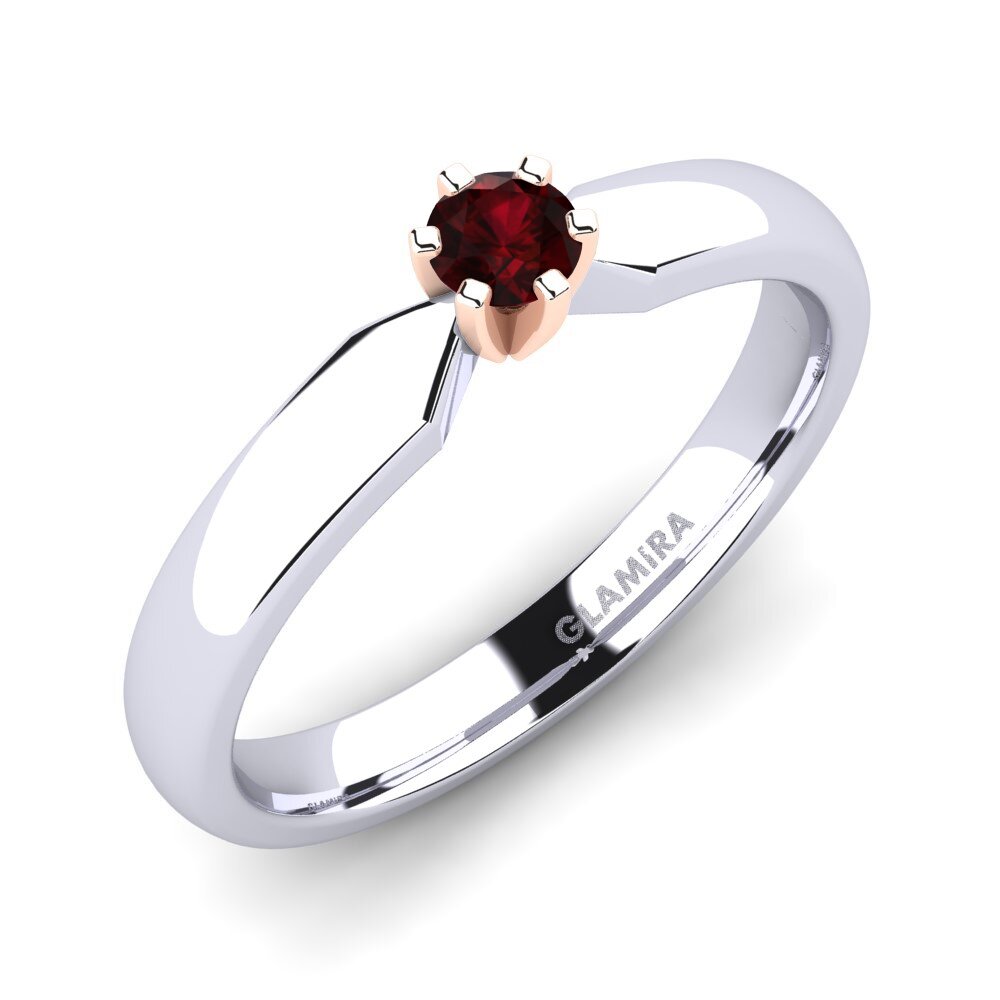 14ct White / Rose Gold Garnet Engagement Ring Amanda 0.16crt