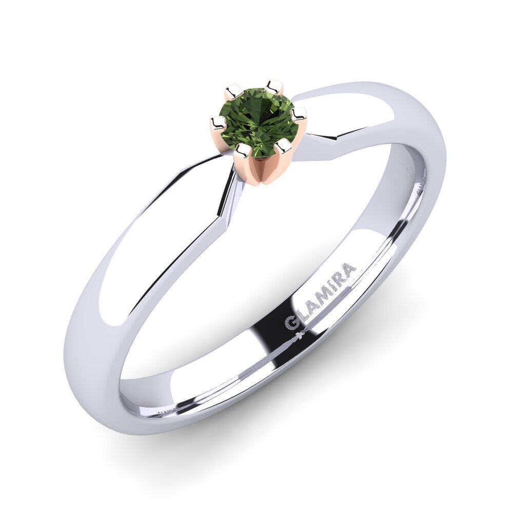 14ct White & Rose Gold Green Sapphire Engagement Ring Amanda 0.16crt