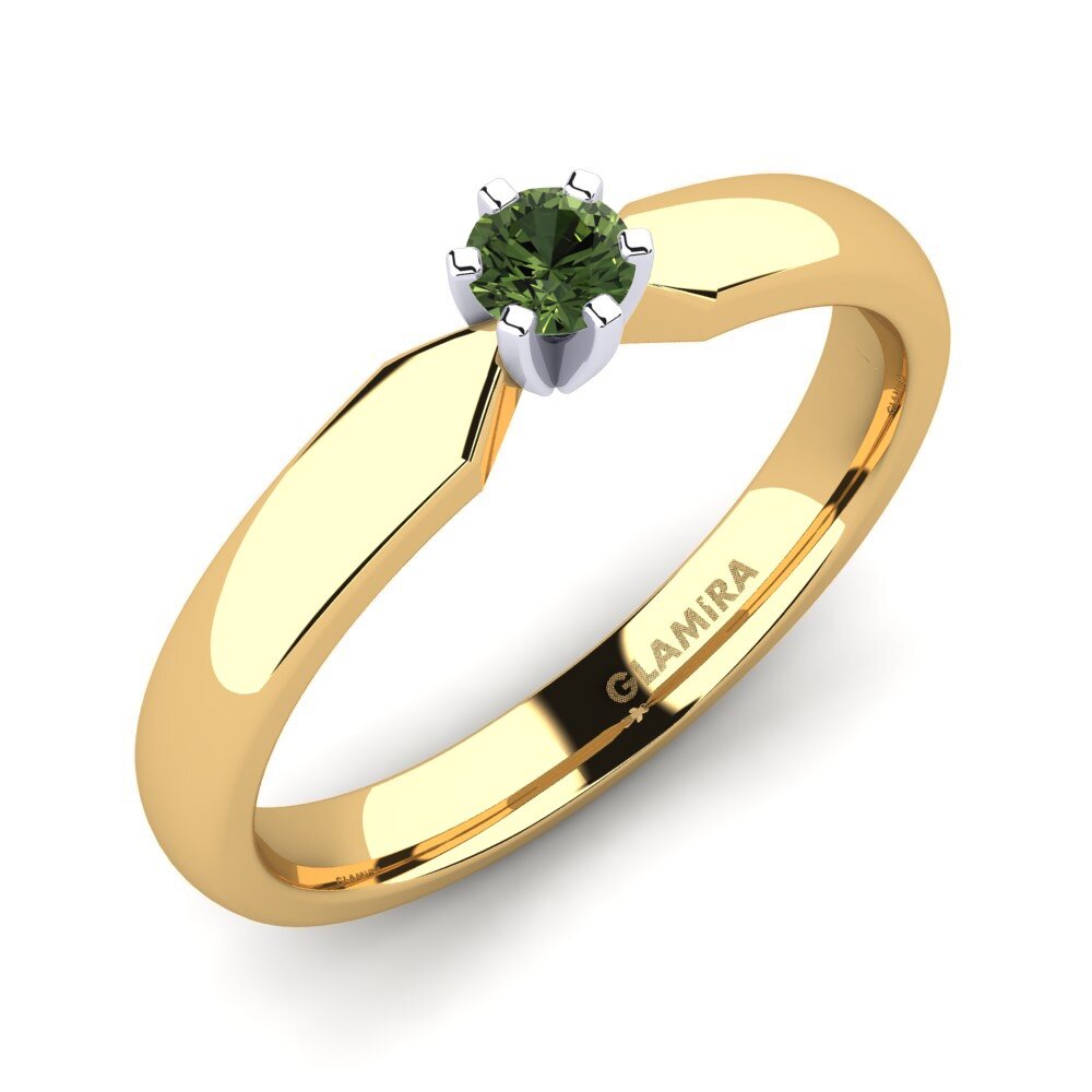 14ct Yellow / White Gold Green Sapphire Engagement Ring Amanda 0.16crt