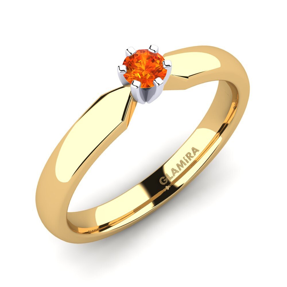 14ct Yellow / White Gold Orange Sapphire Engagement Ring Amanda 0.16crt