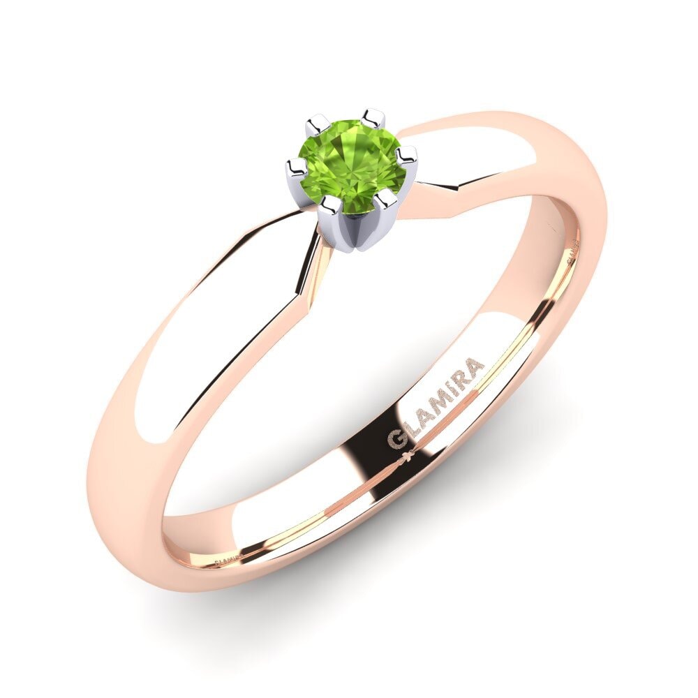 14ct Rose / White Gold Peridot Engagement Ring Amanda 0.16crt