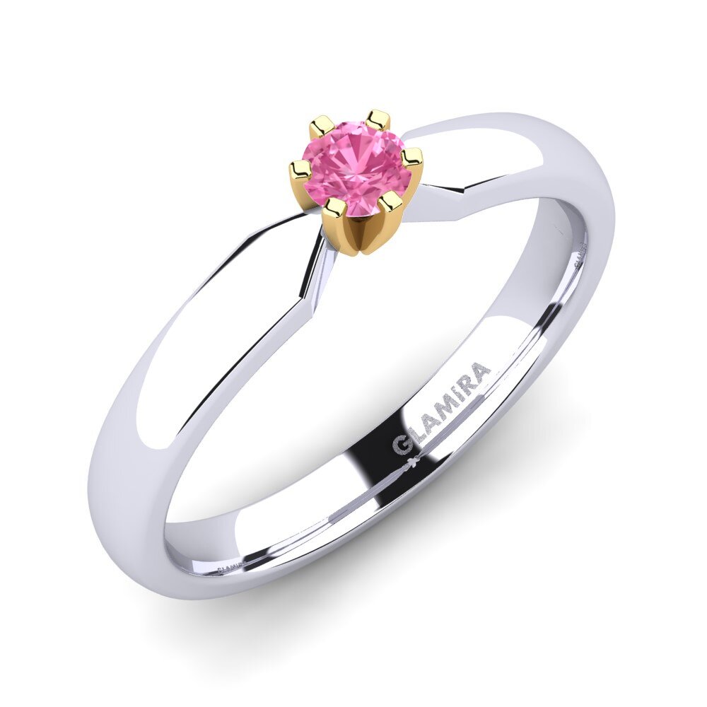 14ct White / Yellow Gold Pink Sapphire Engagement Ring Amanda 0.16crt