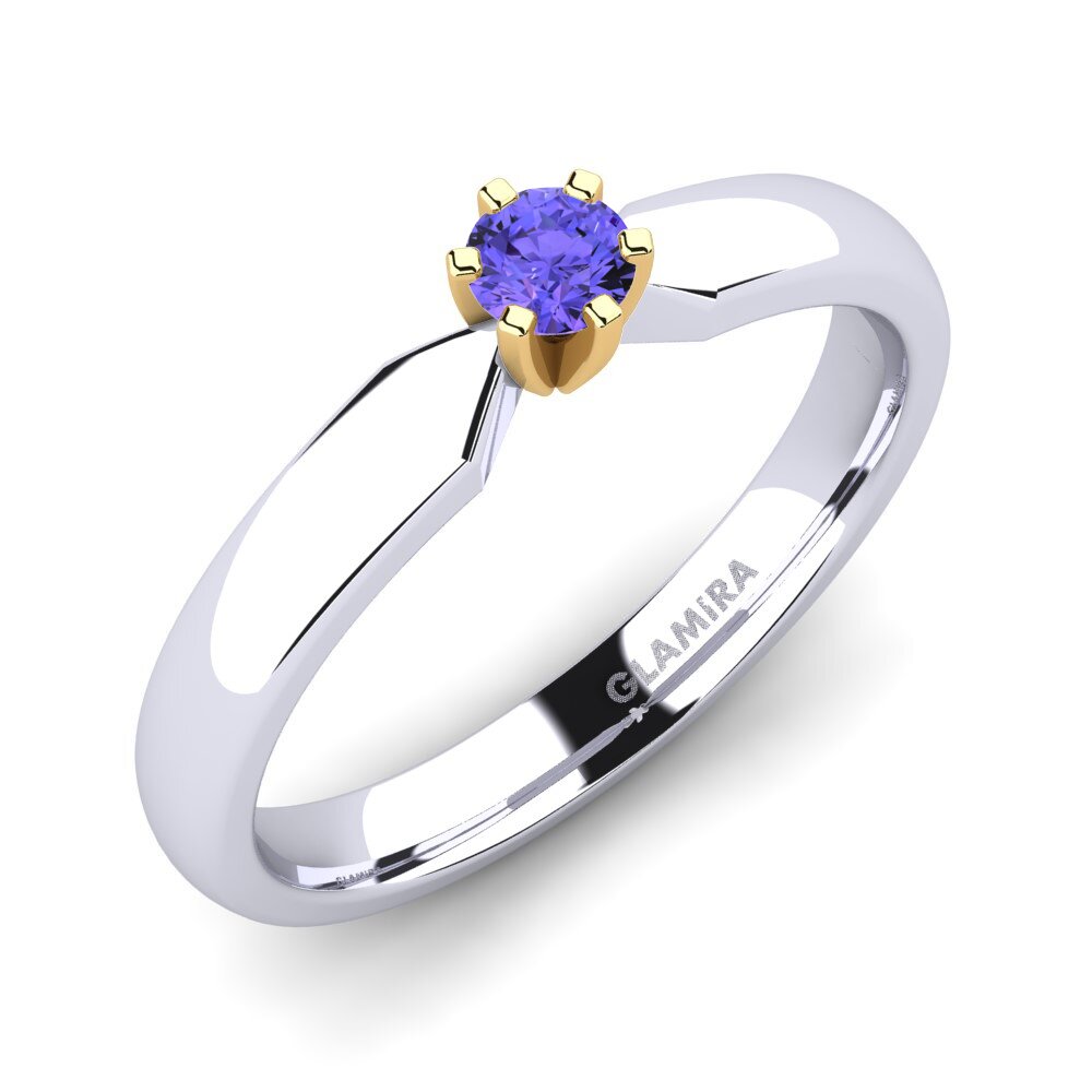 14ct White / Yellow Gold Tanzanite Engagement Ring Amanda 0.16crt