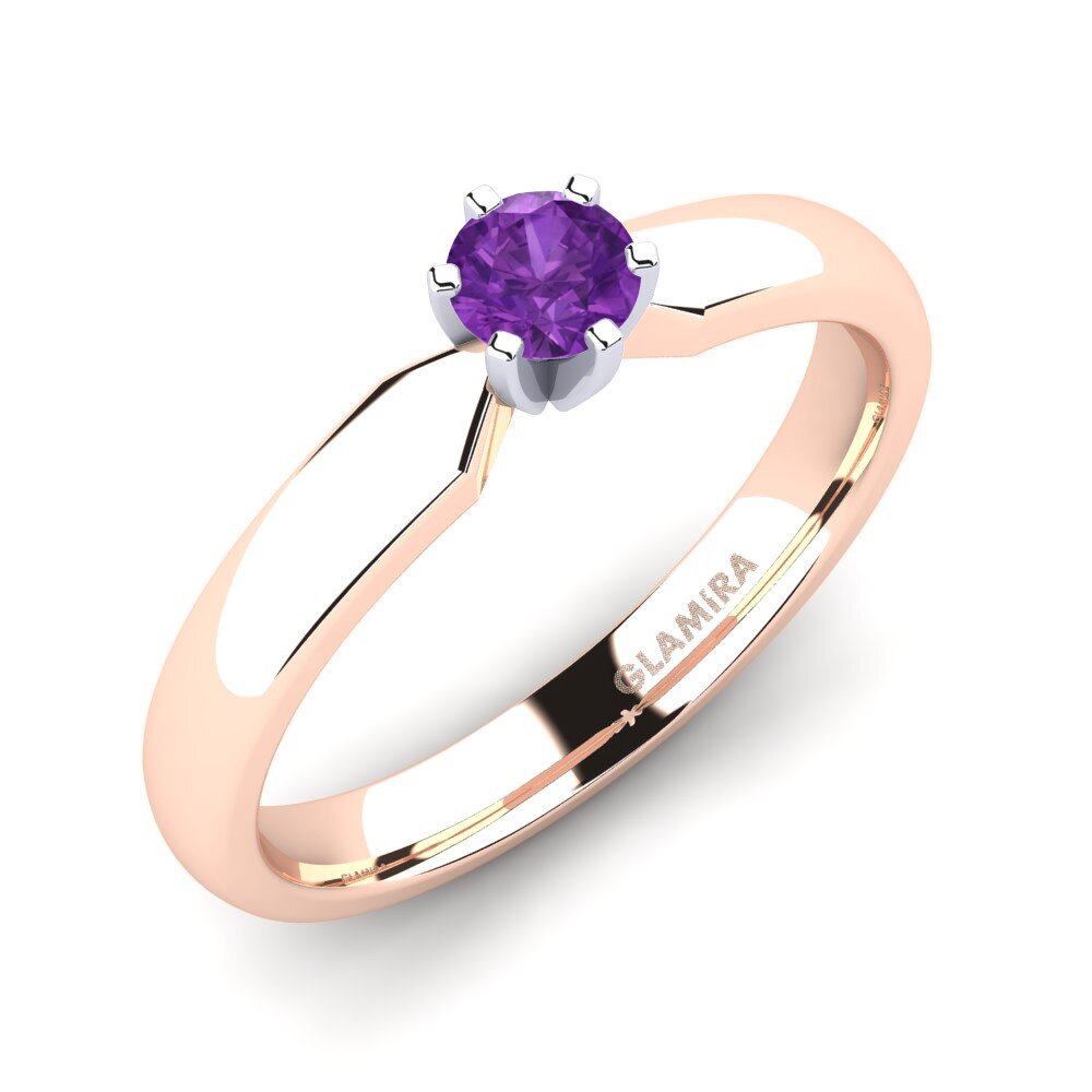 14ct Rose / White Gold Amethyst Engagement Ring Amanda 0.25crt