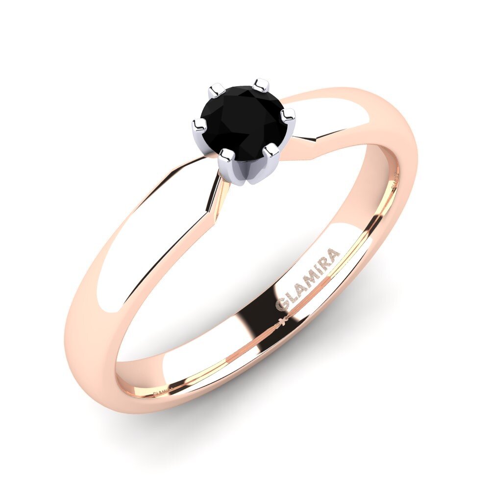 14ct Rose / White Gold Black Onyx Engagement Ring Amanda 0.25crt