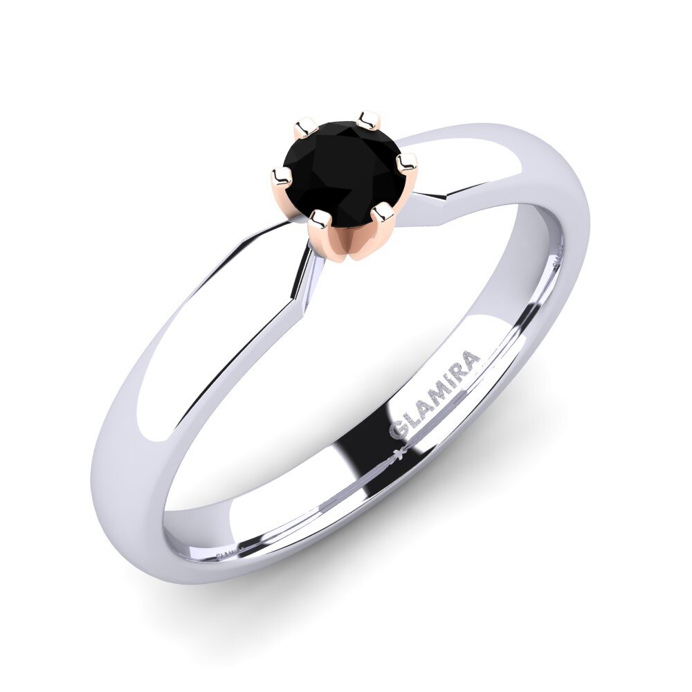 14ct White / Rose Gold Black Onyx Engagement Ring Amanda 0.25crt