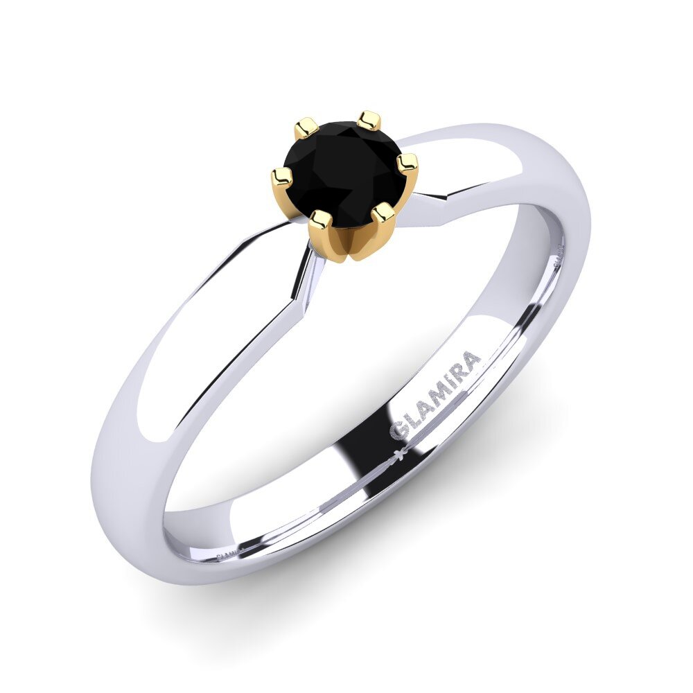 14ct White / Yellow Gold Black Diamond Engagement Ring Amanda 0.25crt