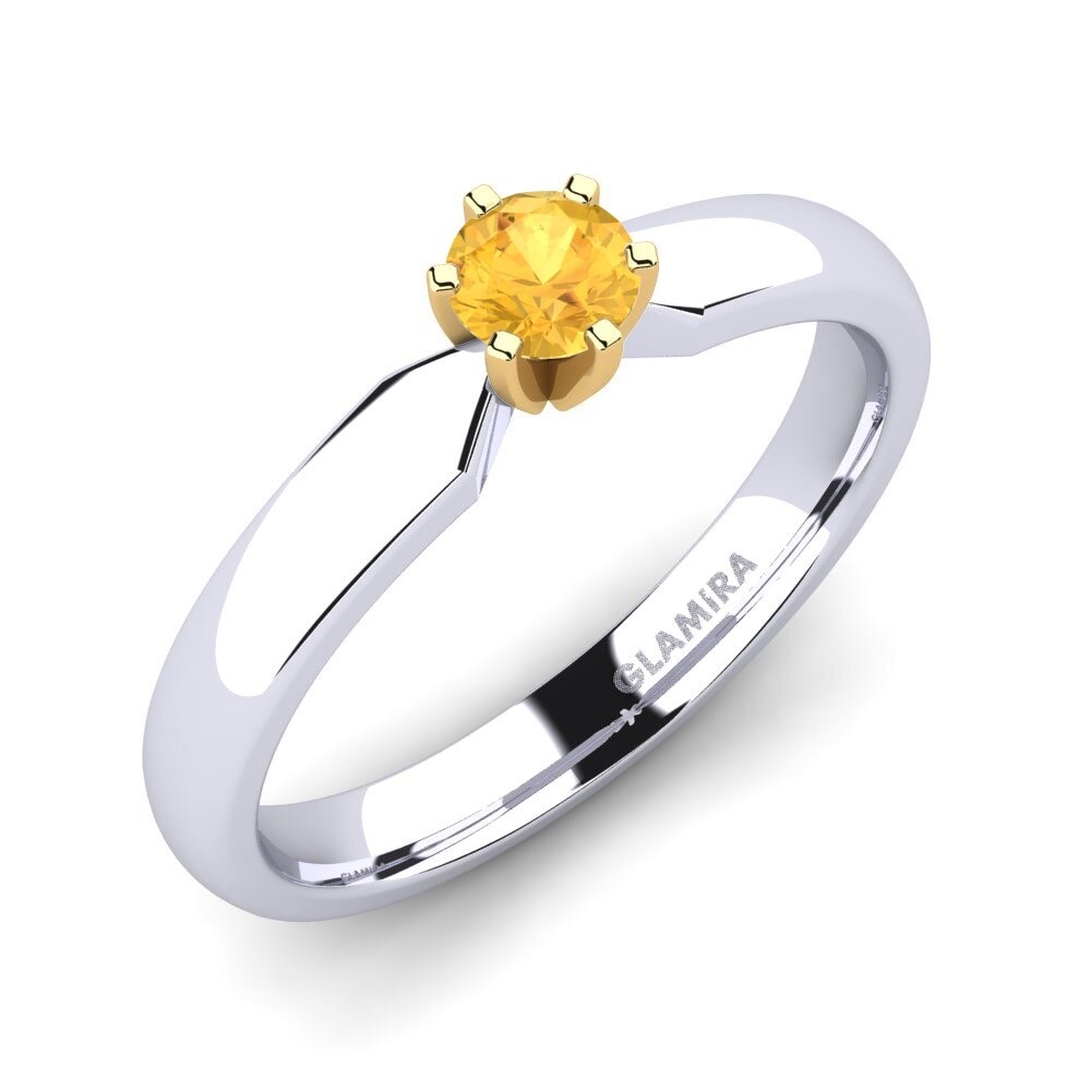 14ct White / Yellow Gold Citrine Engagement Ring Amanda 0.25crt