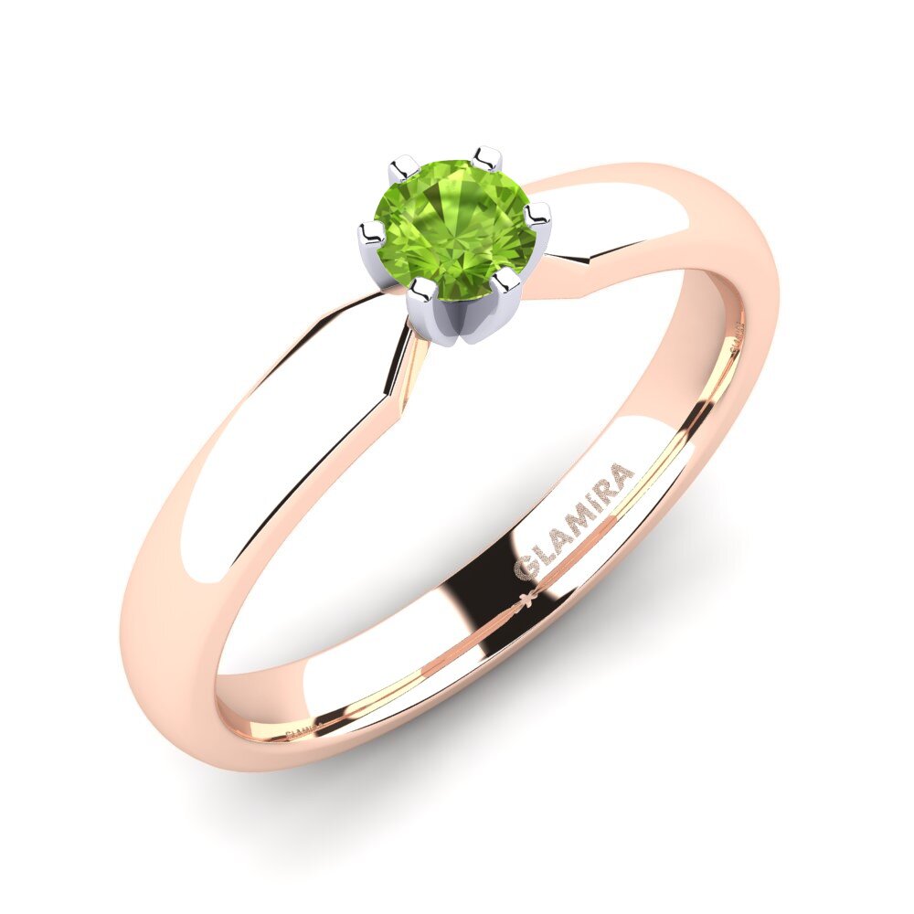 14ct Rose / White Gold Peridot Engagement Ring Amanda 0.25crt