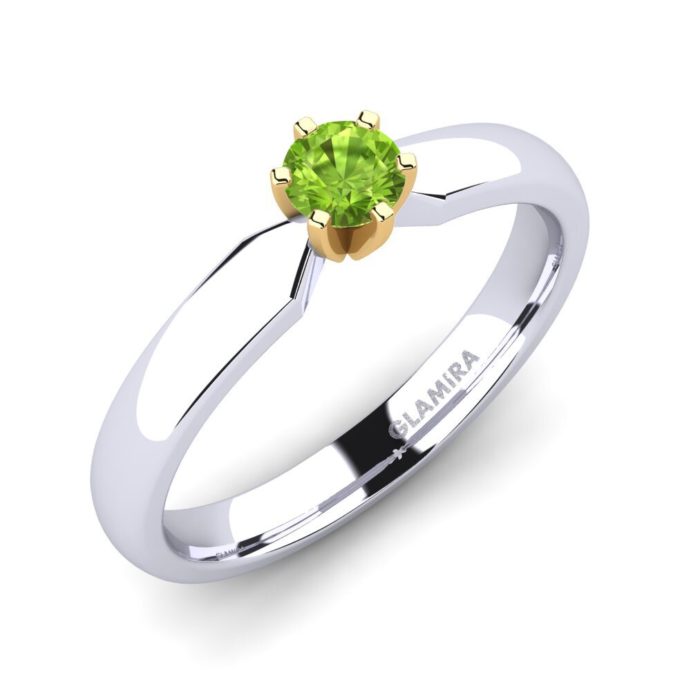 14ct White / Yellow Gold Peridot Engagement Ring Amanda 0.25crt