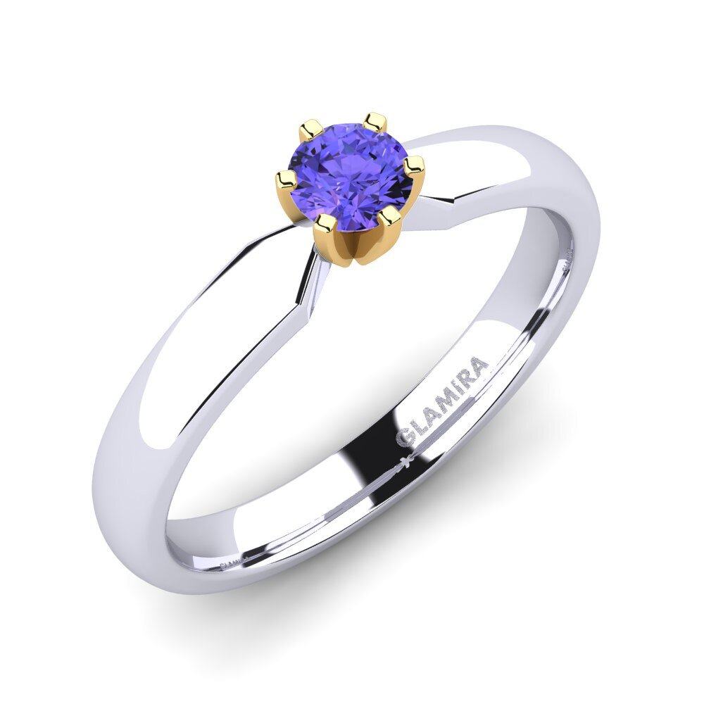 14ct White / Yellow Gold Tanzanite Engagement Ring Amanda 0.25crt