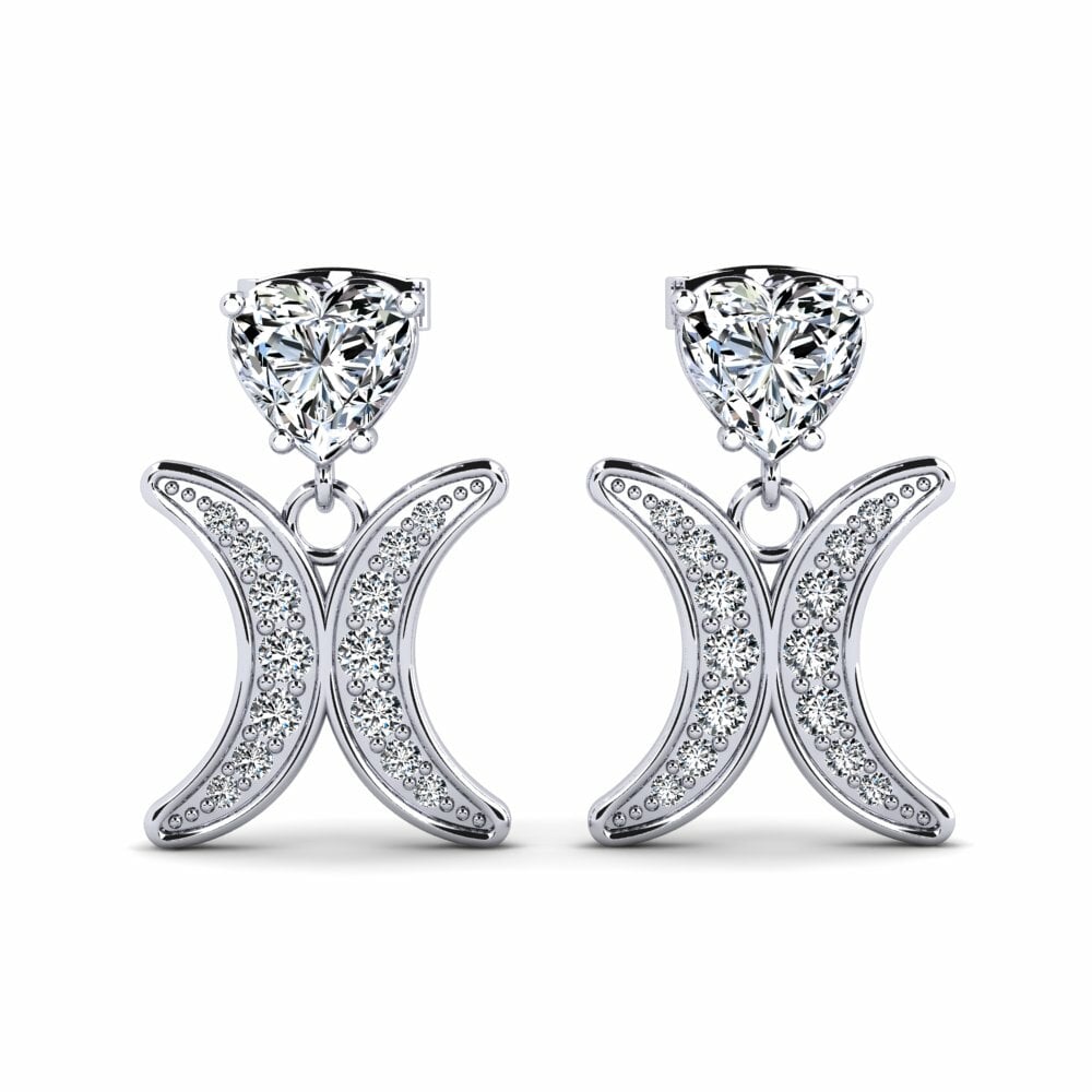 Boucles D'oreilles Pendentif Cœur En Cristal Autrichien Mauve - Avec Zirconia, Neuf Avec étiquettes