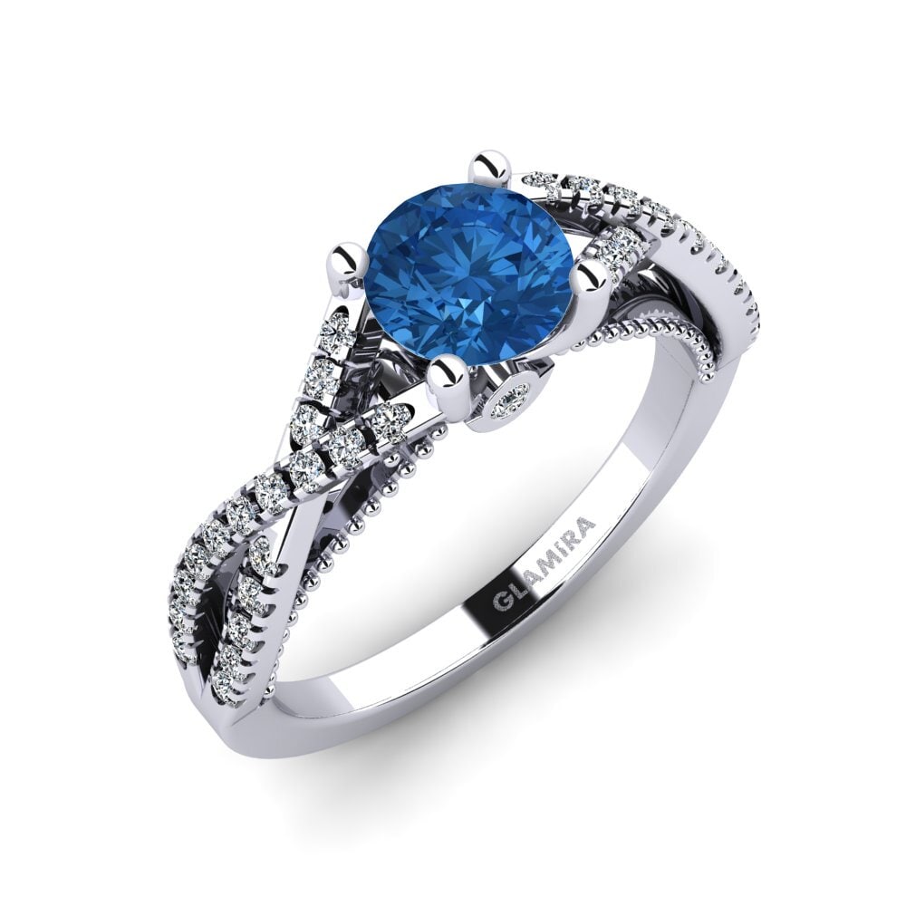 Dark Blue Zirconia Engagement Ring Amaranta