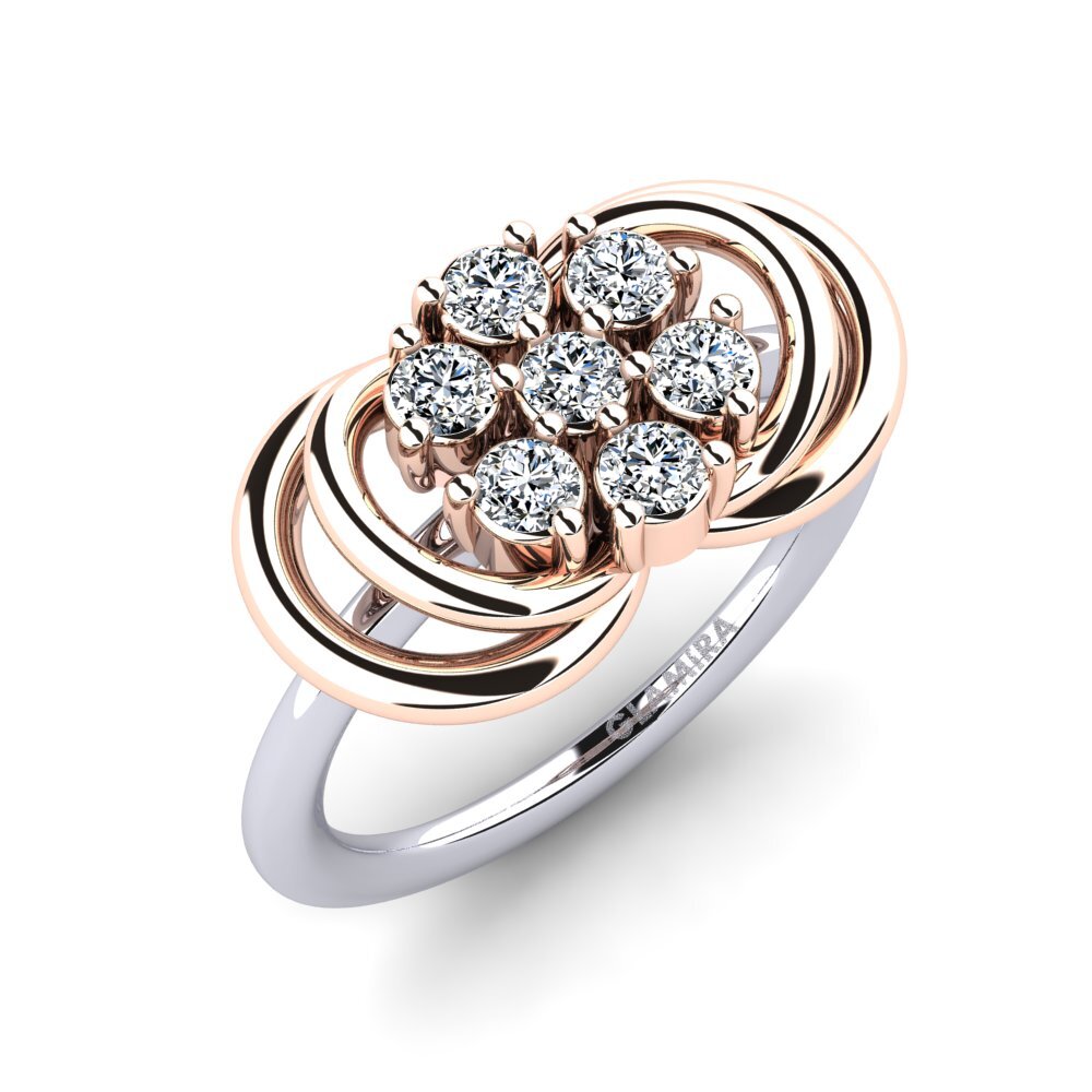 Oro Rosso & Bianco 585 Zircone Anello Amarelis