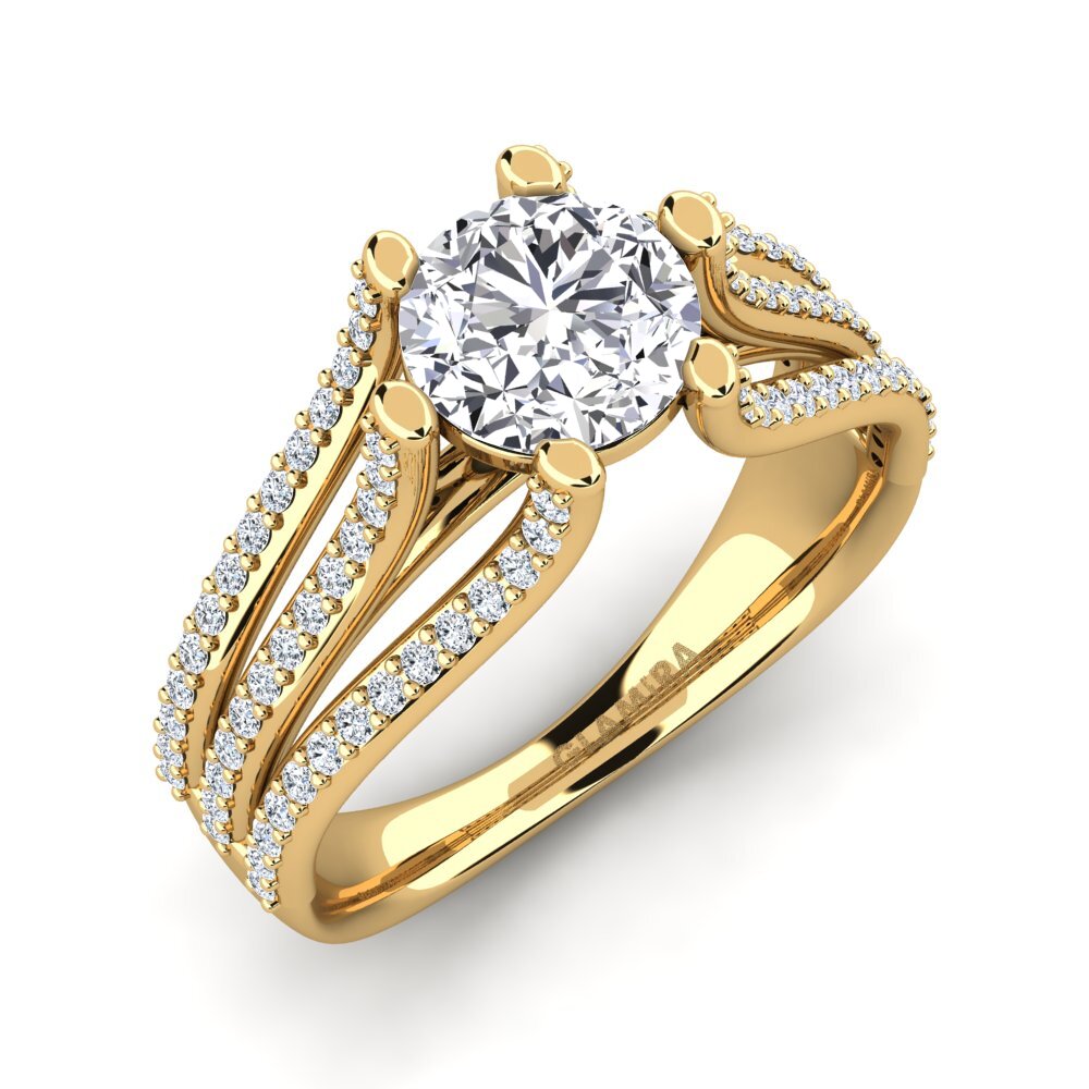 14k Oro Amarillo Anillo de compromiso Amatia