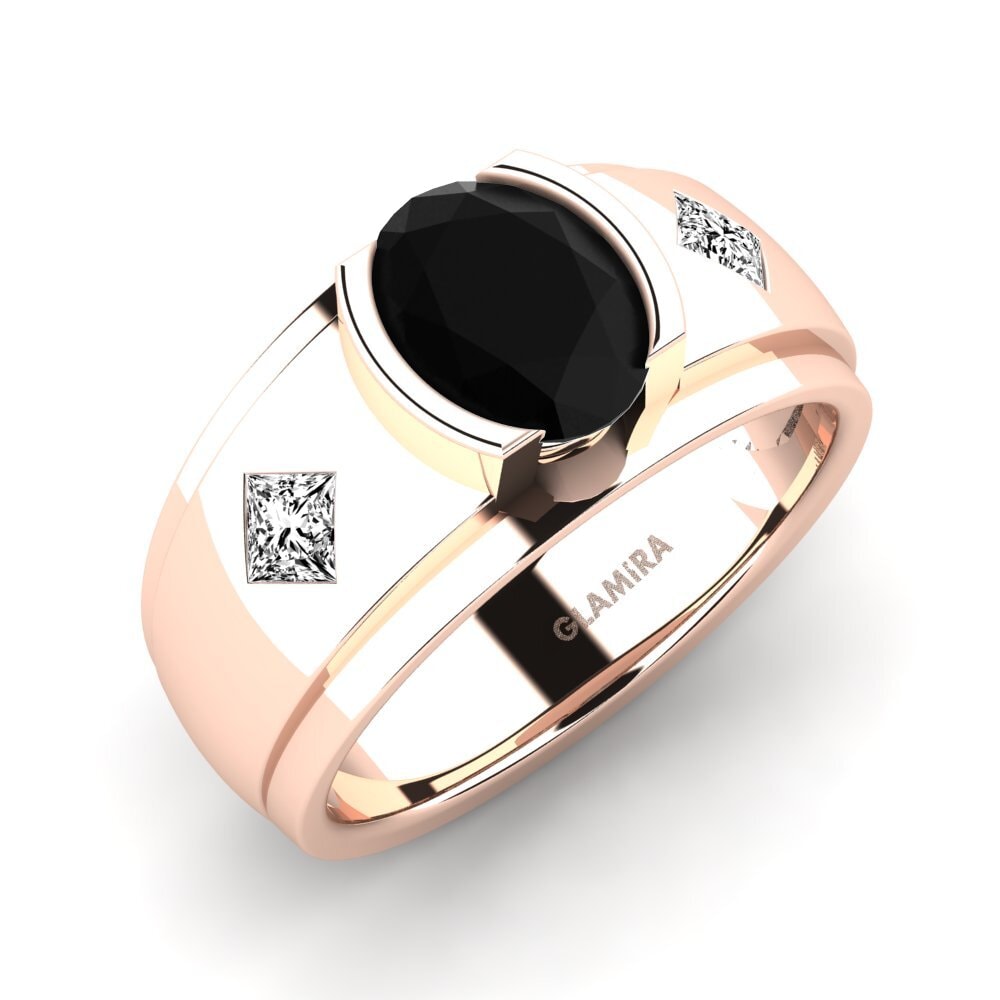 Oro Rosso 585 Onice Nero Anello da uomo Amaud