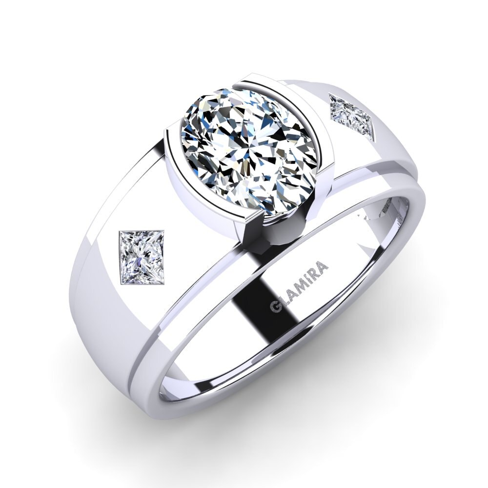 14ct White Gold Zirconia Men's Ring Amaud