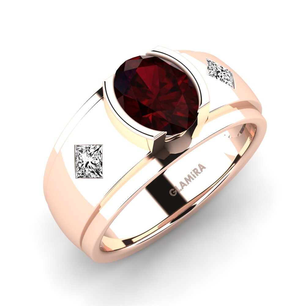 9ct Rose Gold Garnet Men's Ring Amaud