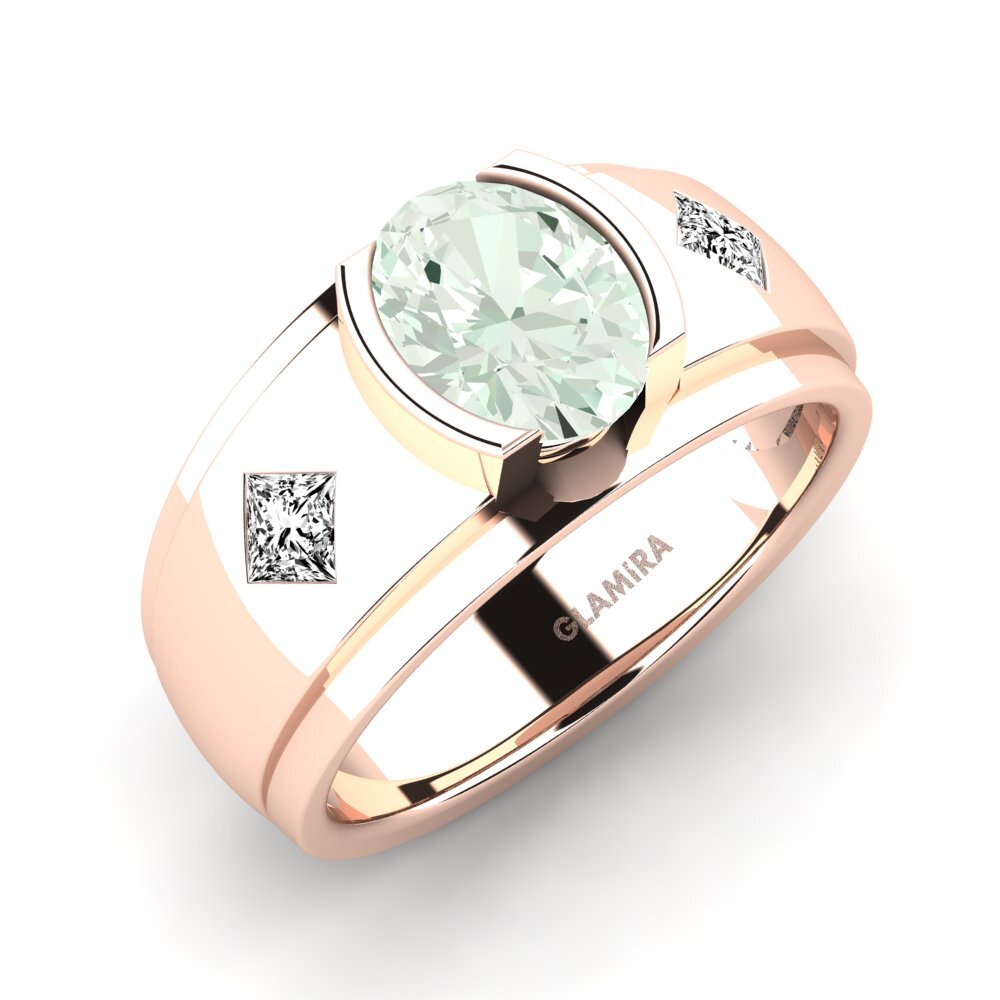 9ct Rose Gold Green Amethyst Men's Ring Amaud