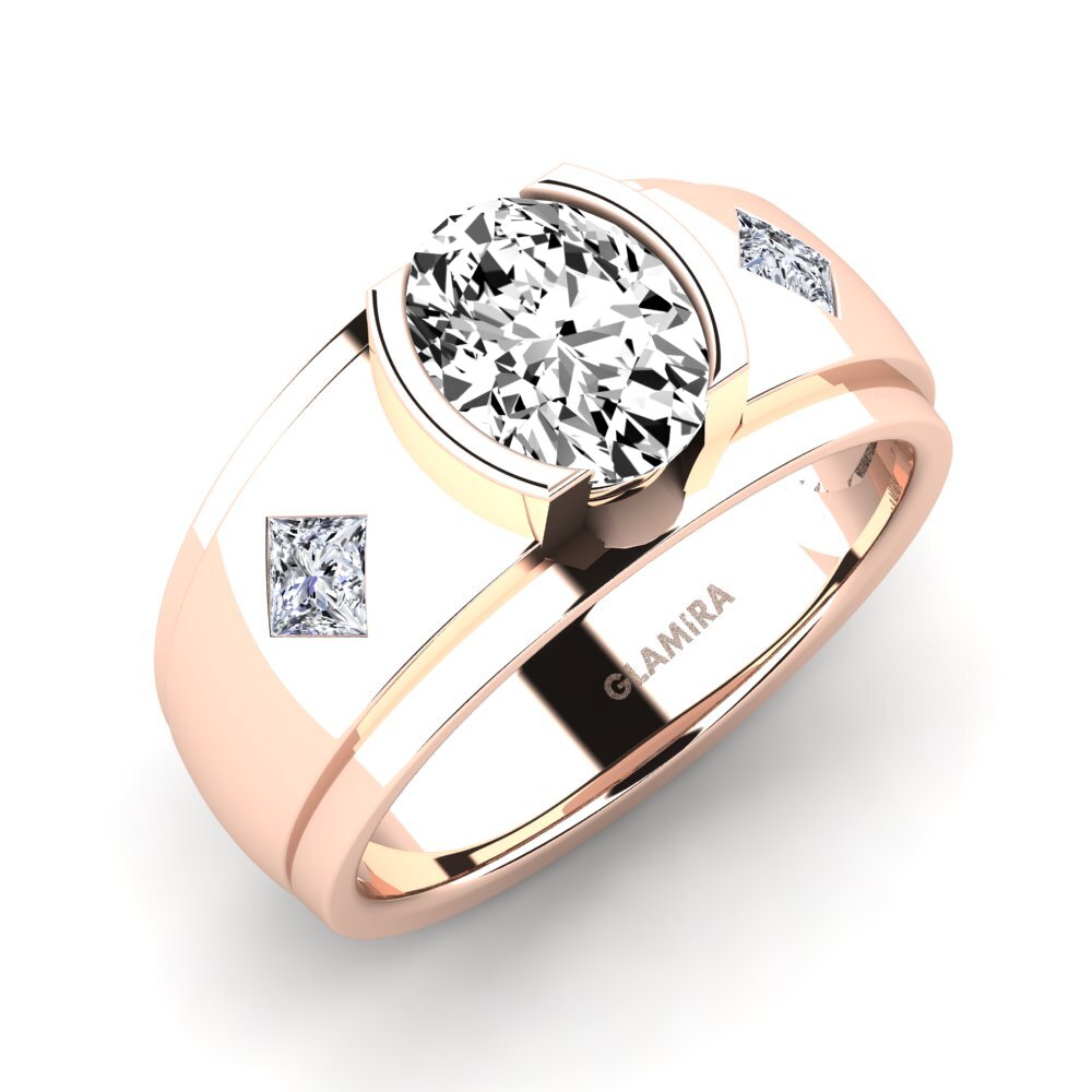 Oro Rosso 585 Moissanite Anello da uomo Amaud