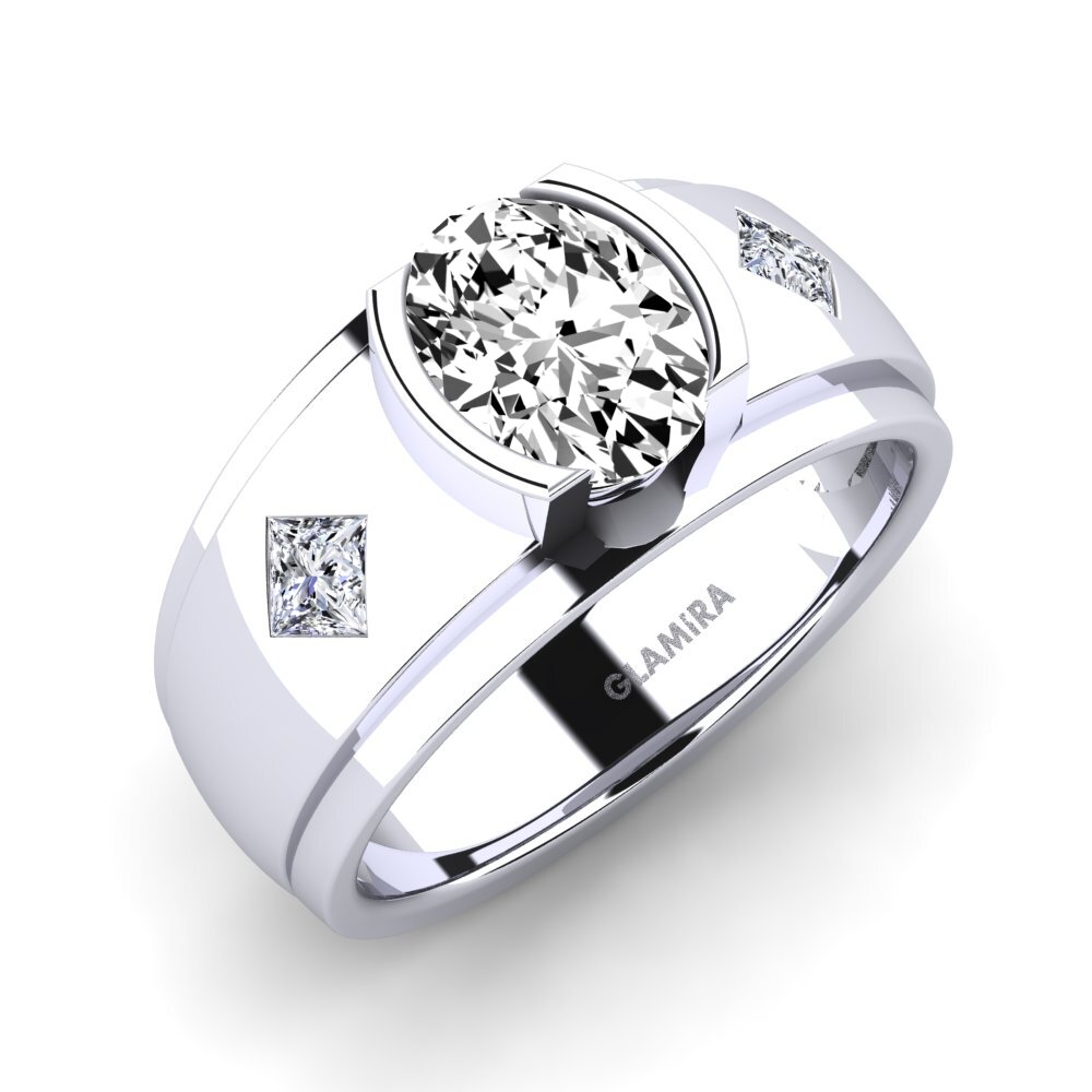 9ct White Gold Moissanite Men's Ring Amaud
