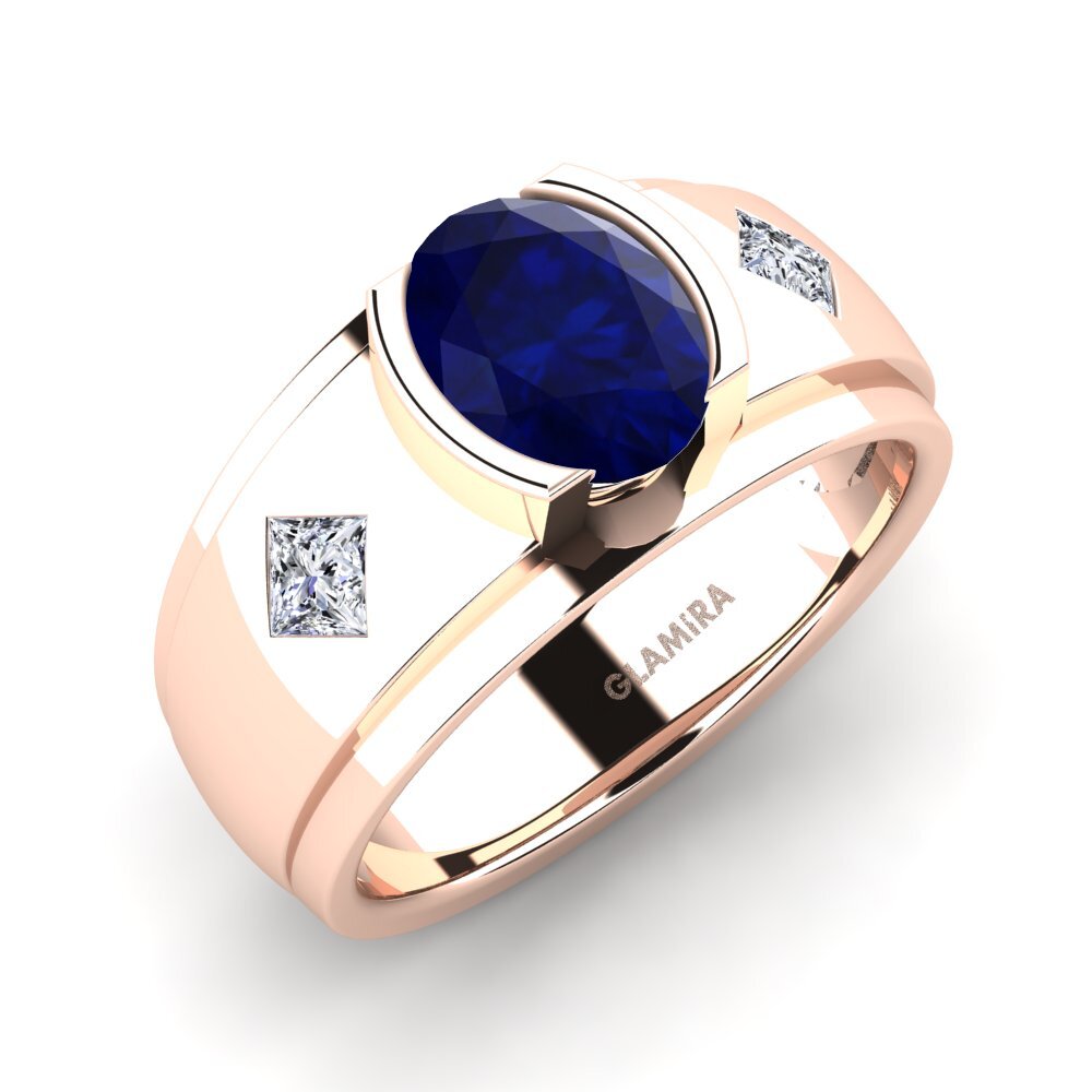 Oro Rosso 585 Zaffiro Anello da uomo Amaud