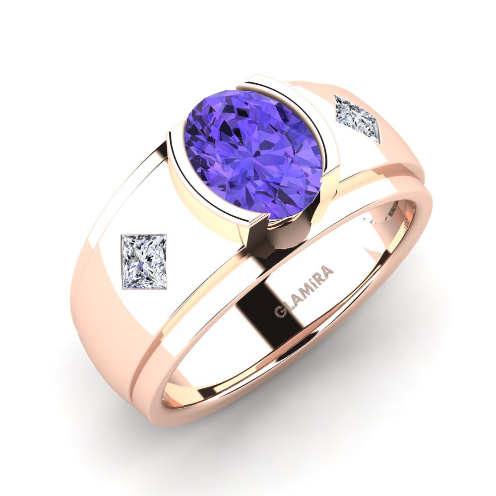 18ct Rose Gold Tanzanite Men's Ring Amaud