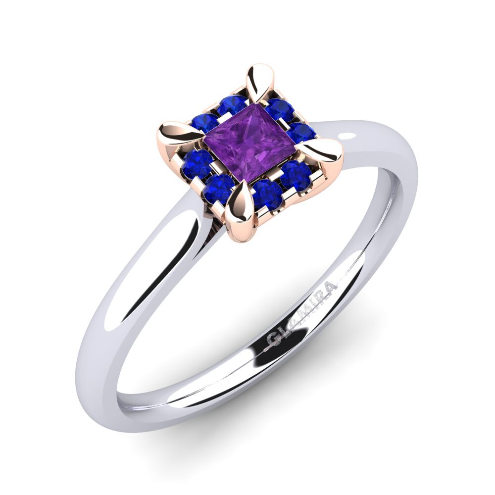 14K Wit & Rood Goud Amethist Verlovingsring Amay 0.2 crt
