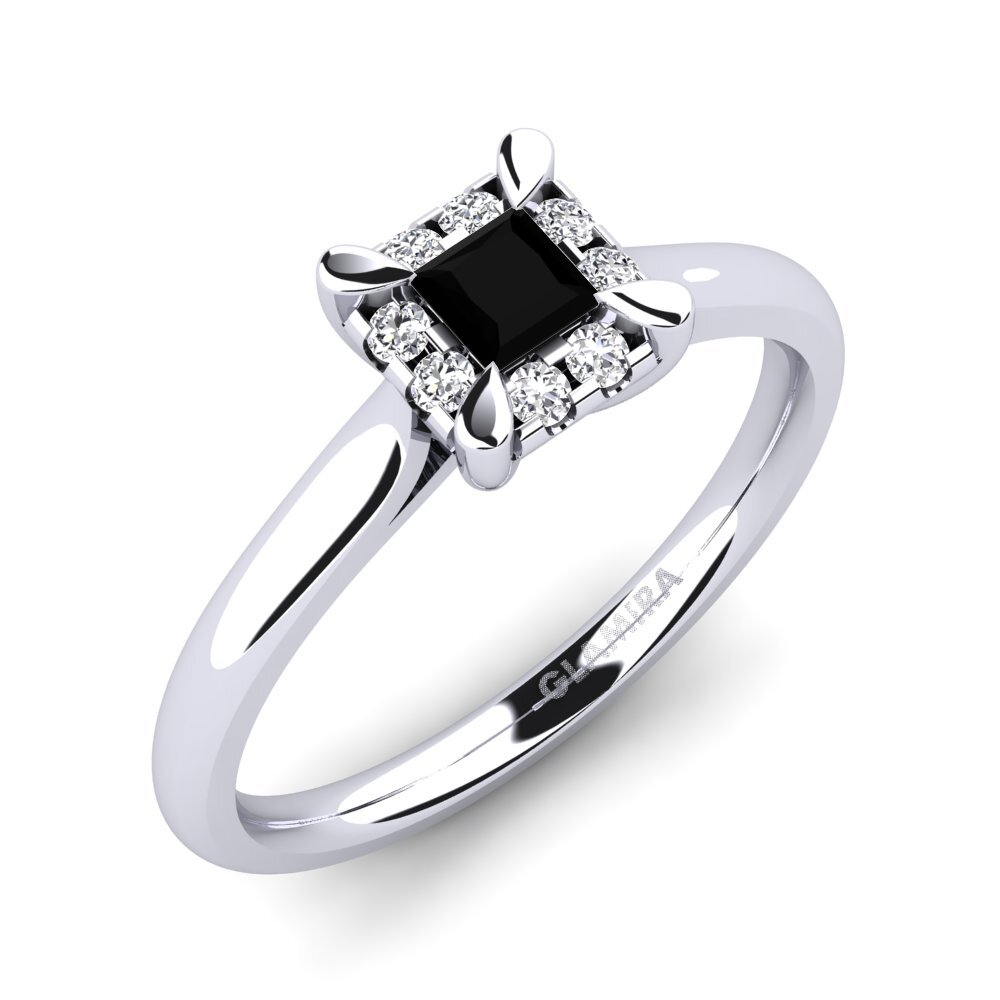 Black Onyx Engagement Ring Amay 0.2 crt