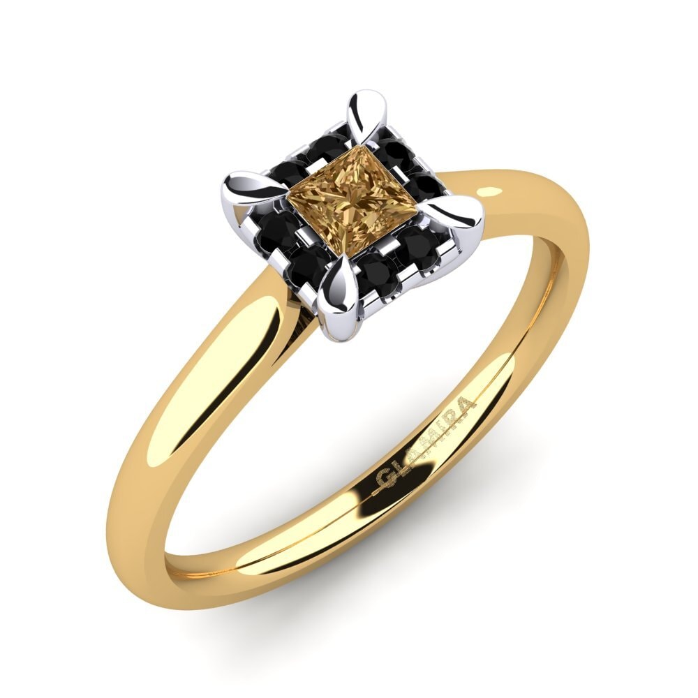 18k Oro Amarillo & Blanco Anillo de compromiso Amay 0.2 crt
