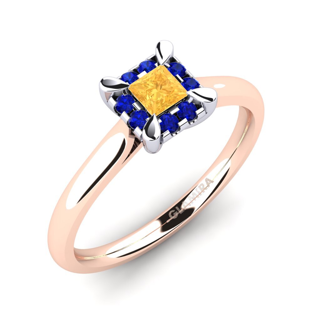 14K Rood & Wit Goud Citrien Verlovingsring Amay 0.2 crt