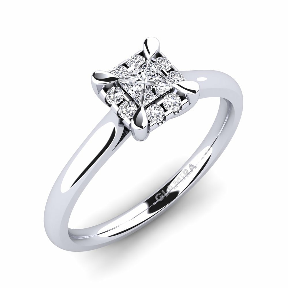Halo Engagement Rings Amay 0.2 Crt 585 White Gold Diamond