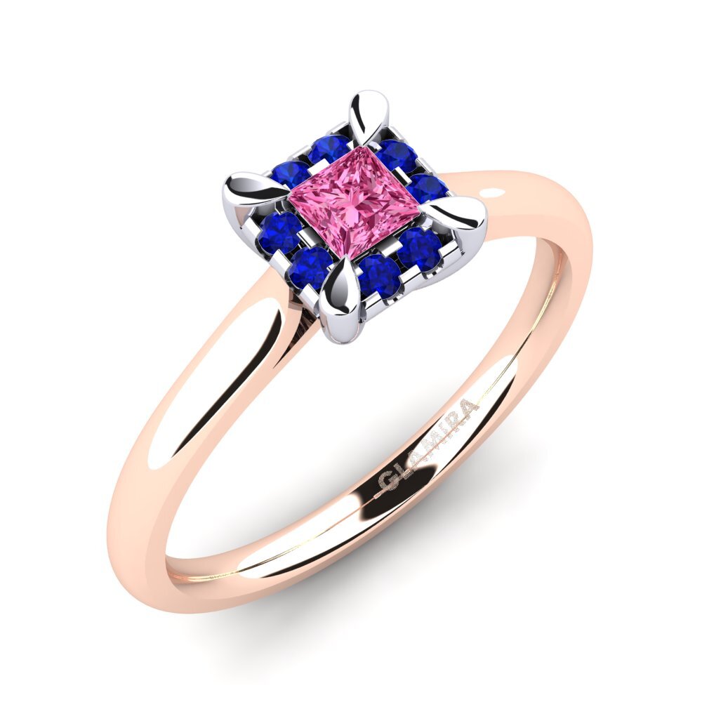 14K Rood & Wit Goud Roze Toermalijn Verlovingsring Amay 0.2 crt