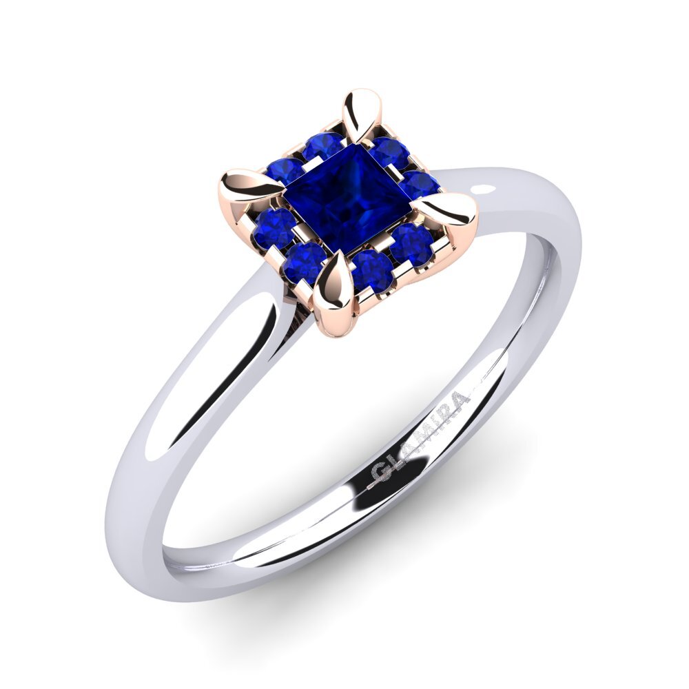 14K Wit & Rood Goud Saffier Verlovingsring Amay 0.2 crt