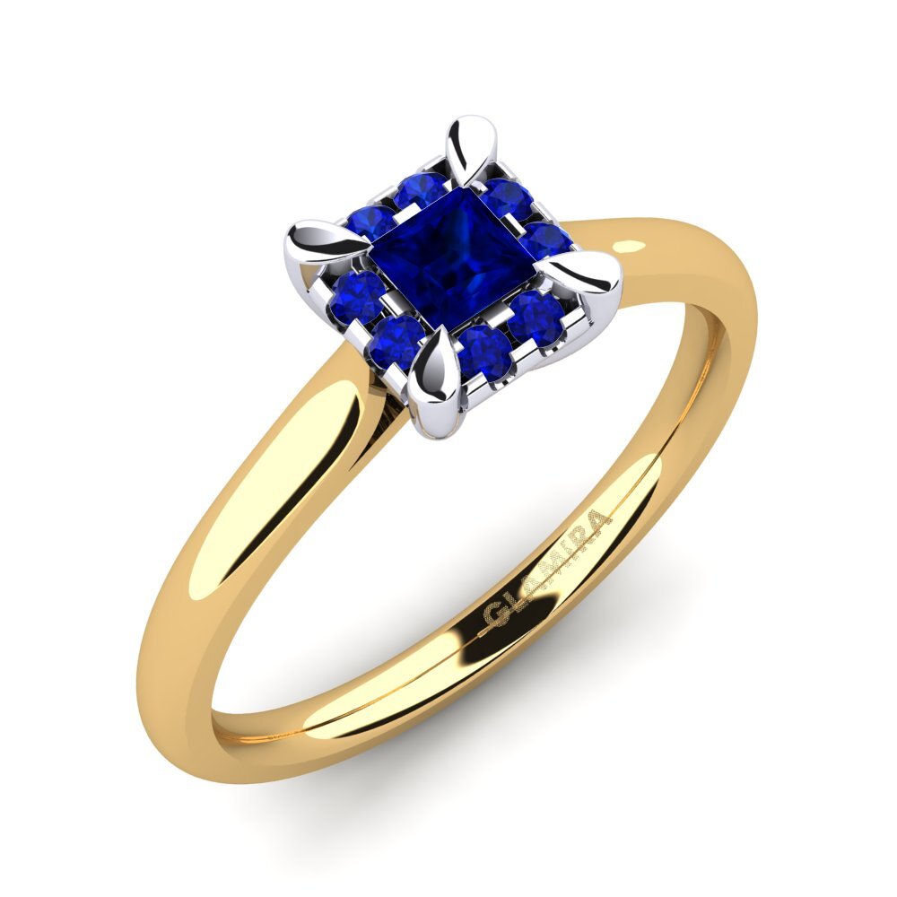 14K Geel & Wit Goud Saffier Verlovingsring Amay 0.2 crt