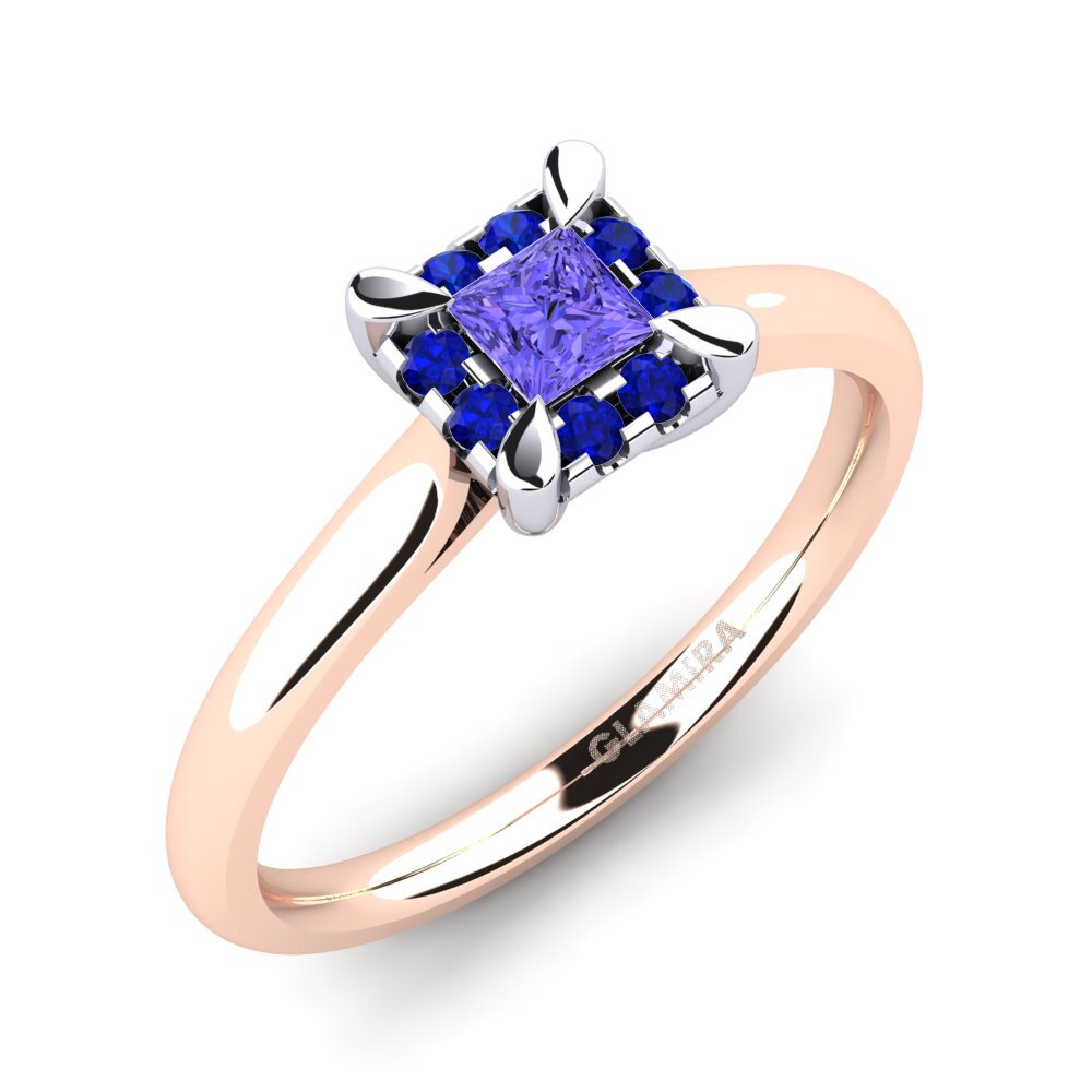 14K Rood & Wit Goud Tanzaniet Verlovingsring Amay 0.2 crt