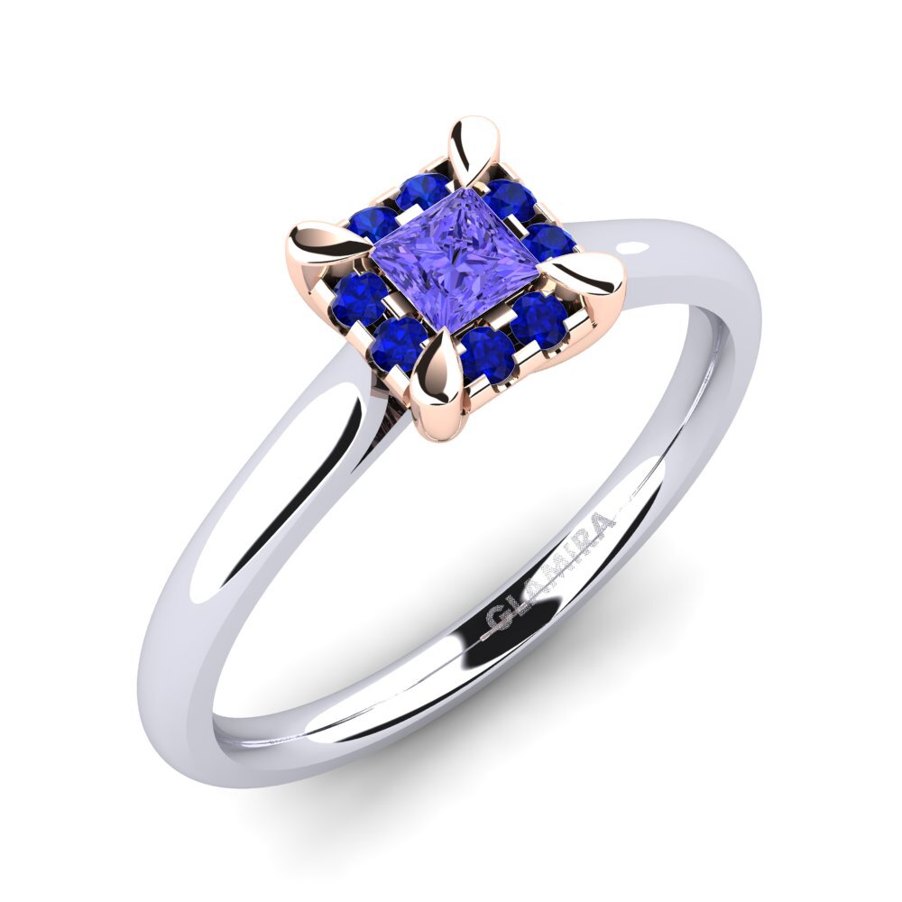 14K Wit & Rood Goud Tanzaniet Verlovingsring Amay 0.2 crt