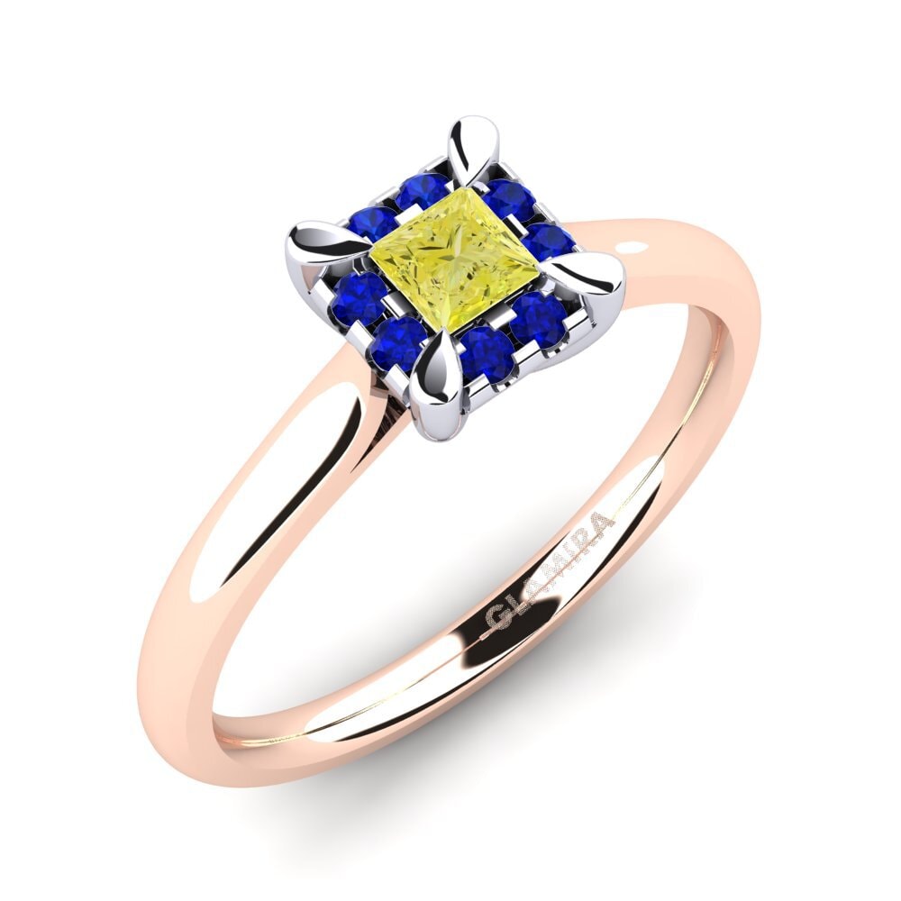 14K Rood & Wit Goud Gele Diamant Verlovingsring Amay 0.2 crt