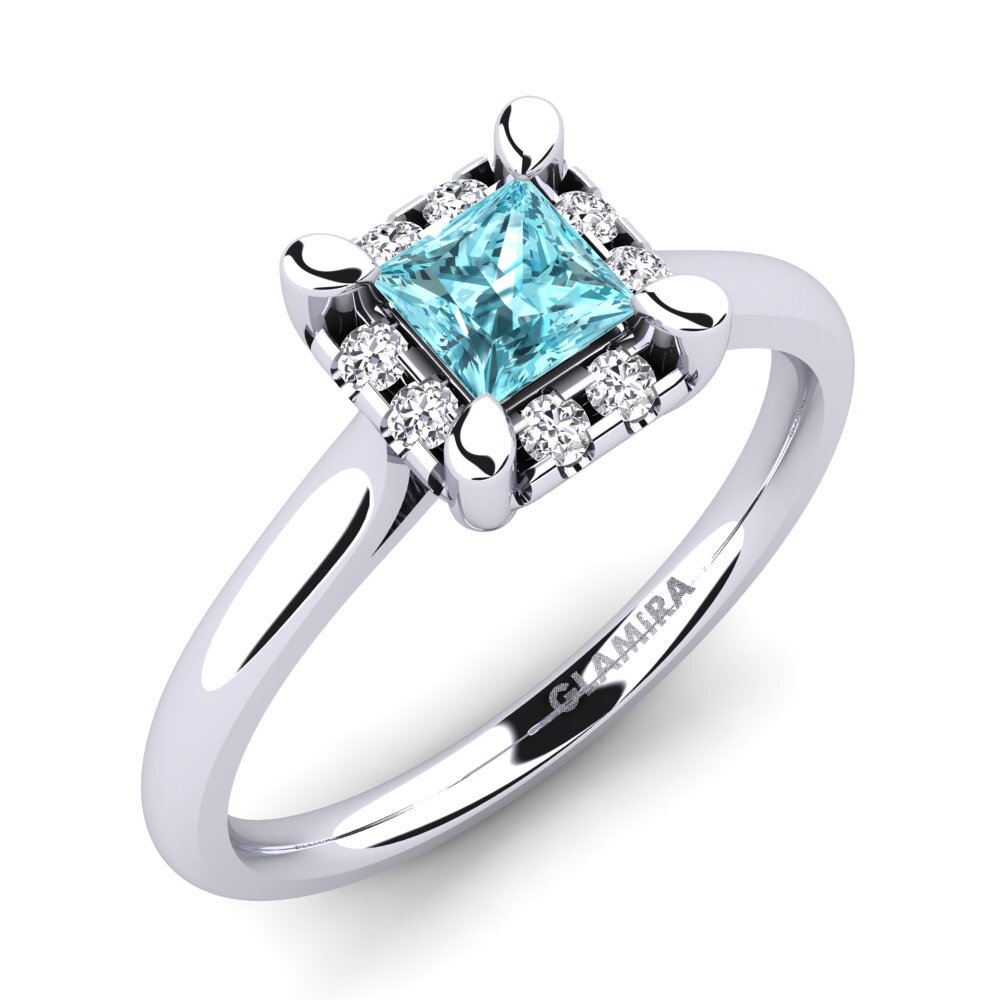 Blue Zircon Engagement Ring Amay