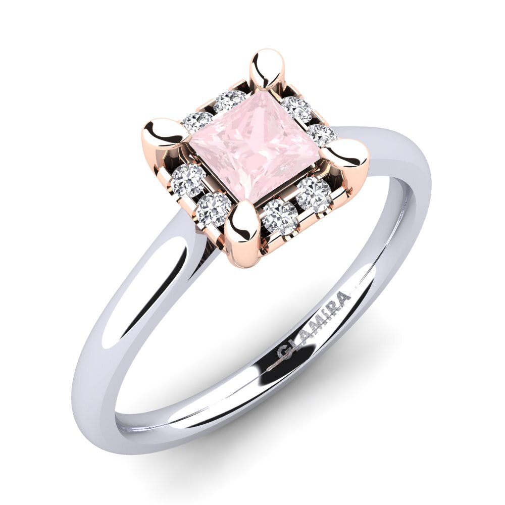 14ct White & Rose Gold Rose Quartz Engagement Ring Amay