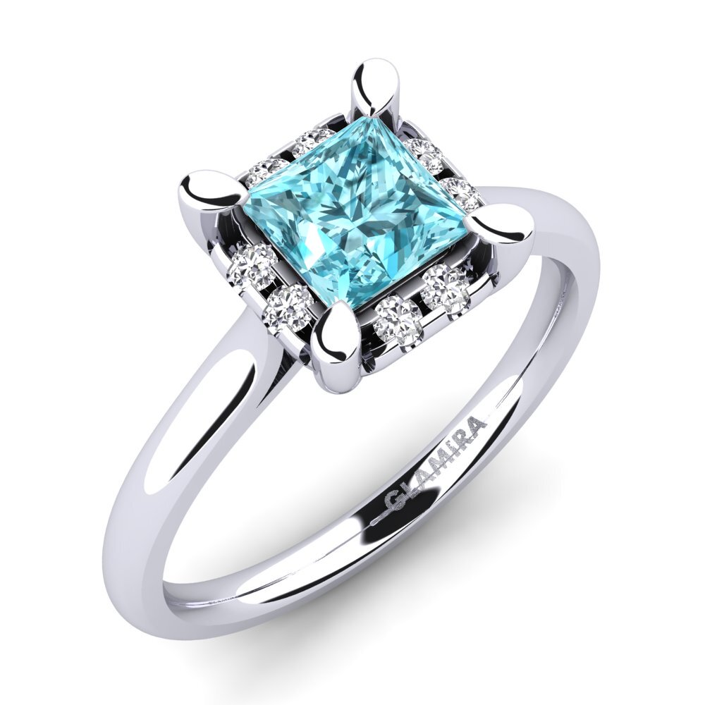 Blue Zircon Engagement Ring Amay 0.93 crt