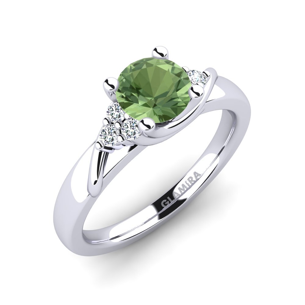 Tròn Đá Sapphire Xanh Nhẫn đính hôn Amaya 0.8 crt