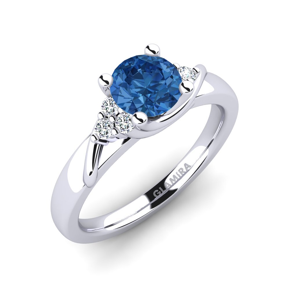 Circonita Azul Oscuro Anillo de compromiso Amaya 0.8 crt