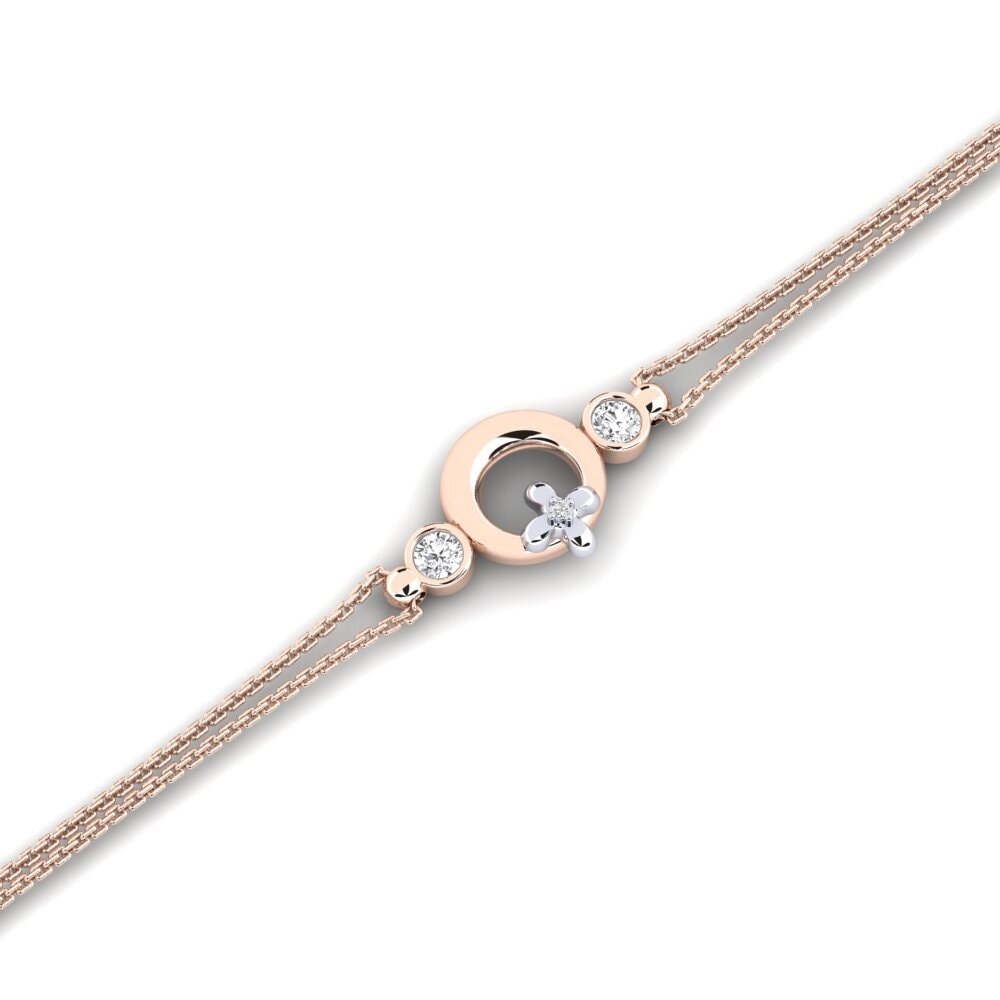 9ct Rose & White Gold White sapphire Women's Bracelet Amazeder