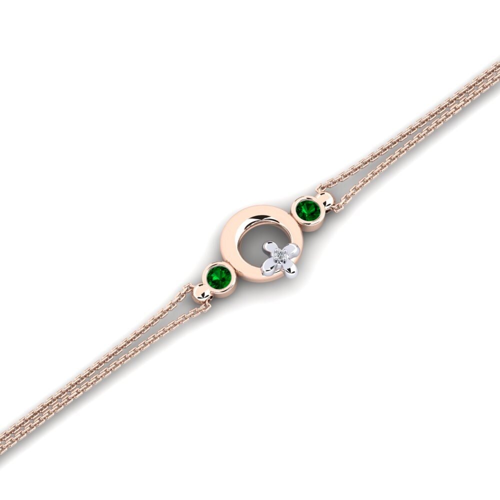 9ct Rose & White Gold Green Zirconia Women's Bracelet Amazeder