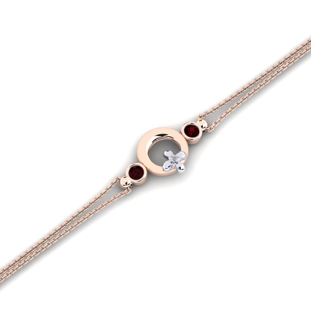 9ct Rose & White Gold Garnet Women's Bracelet Amazeder