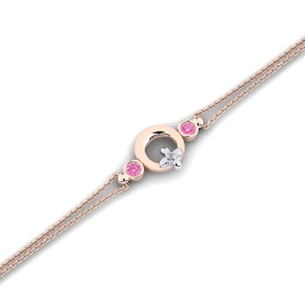 9ct Rose & White Gold Pink Sapphire Women's Bracelet Amazeder