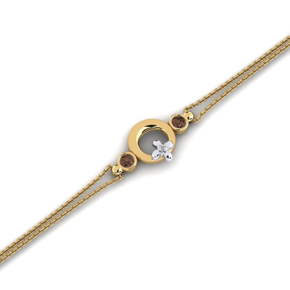 9ct Yellow & White Gold Smoky Quartz Women's Bracelet Amazeder