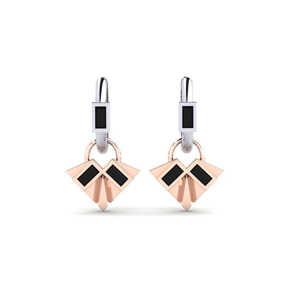 14k White & Rose Gold Black Onyx Women's Earring Ambiguous