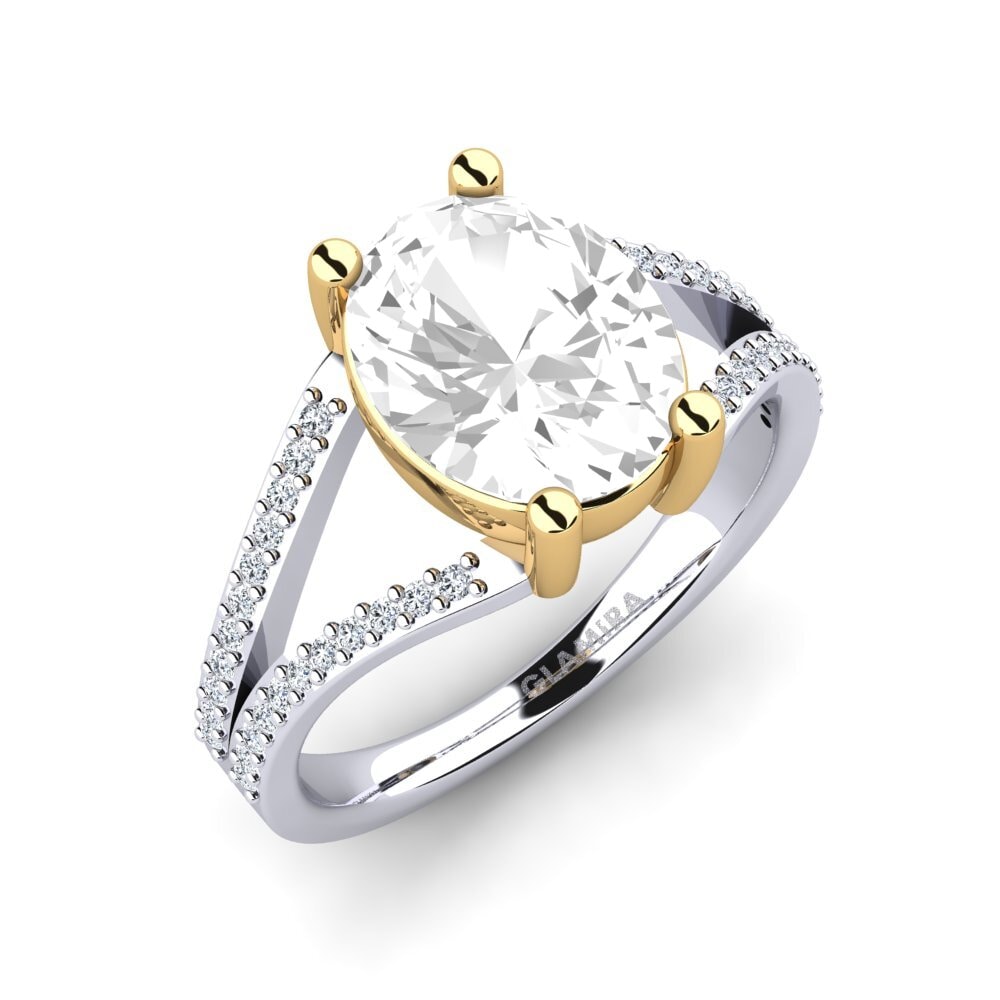 14K White & Yellow Gold White Topaz Engagement Ring Amelisa